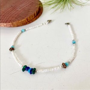 Vintage 90’s Handmade Shell & Stone Anklet